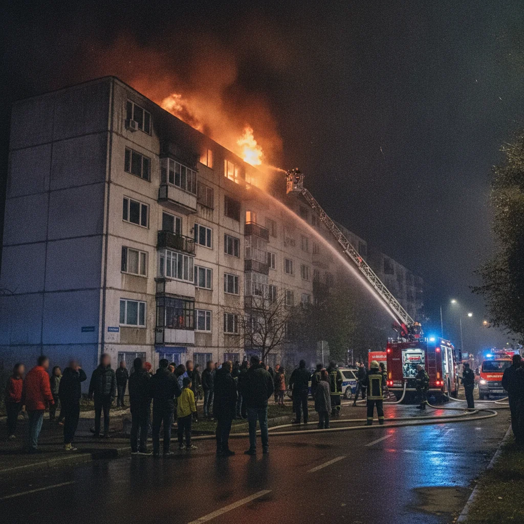 Evacuare după incendiu pe Decebal, Baia Mare