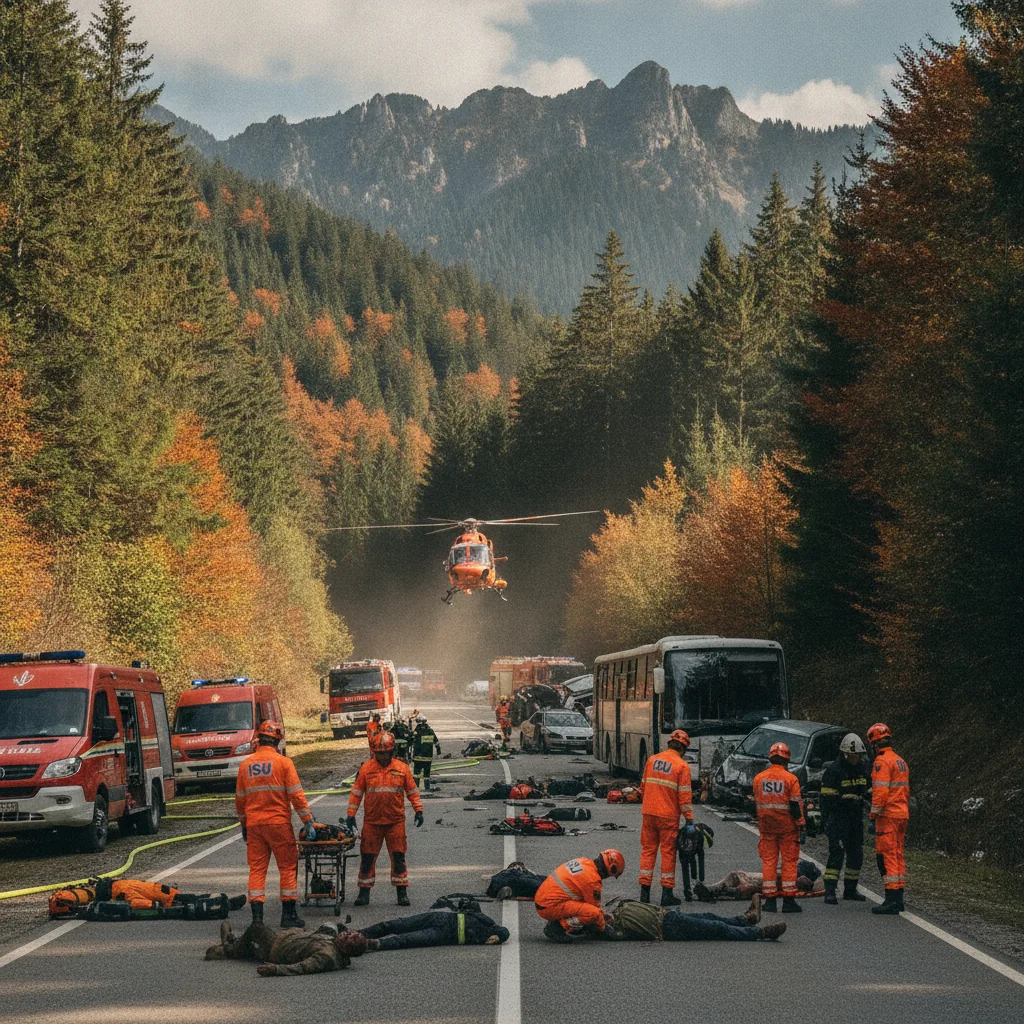Exercițiu ISU cu victime multiple în Pasul Gutâi azi