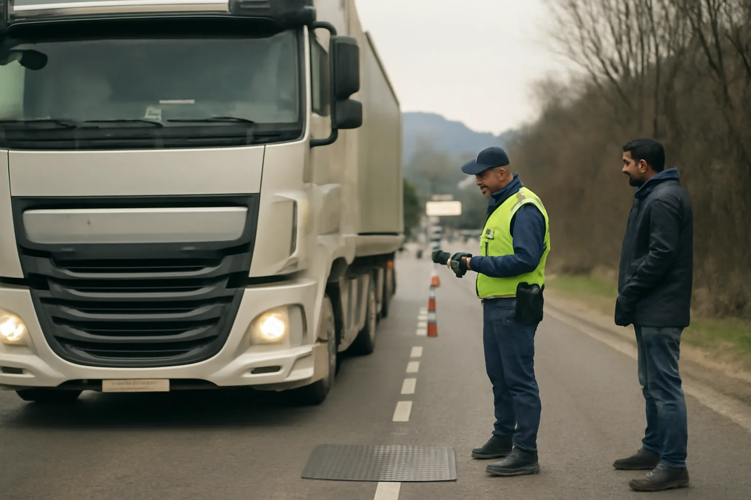 Filtre rutiere în Baia Mare și Borșa pentru controlul camioanelor echipate de iarnă
