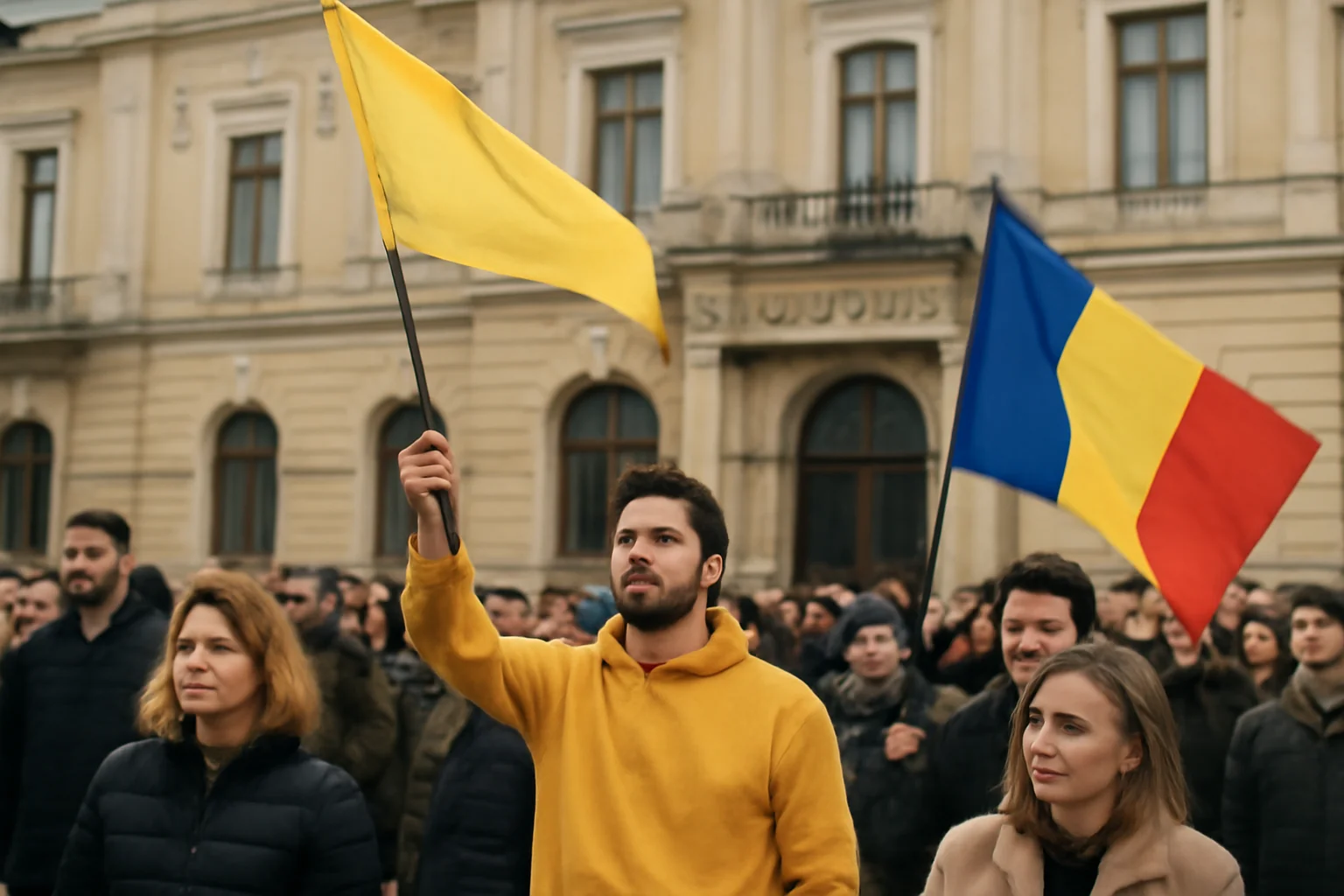 Protest față de taxele locale în Baia Mare, organizat de AUR în fața Primăriei