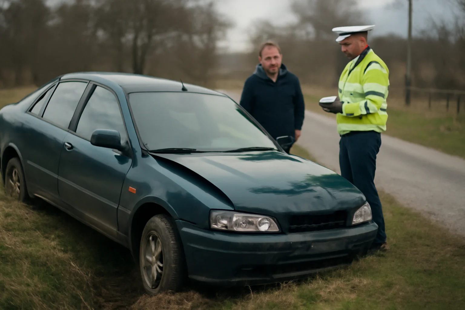 Șofer băut ajuns cu mașina în șanț la Petrova, într-un accident rutier produs în județul Maramureș