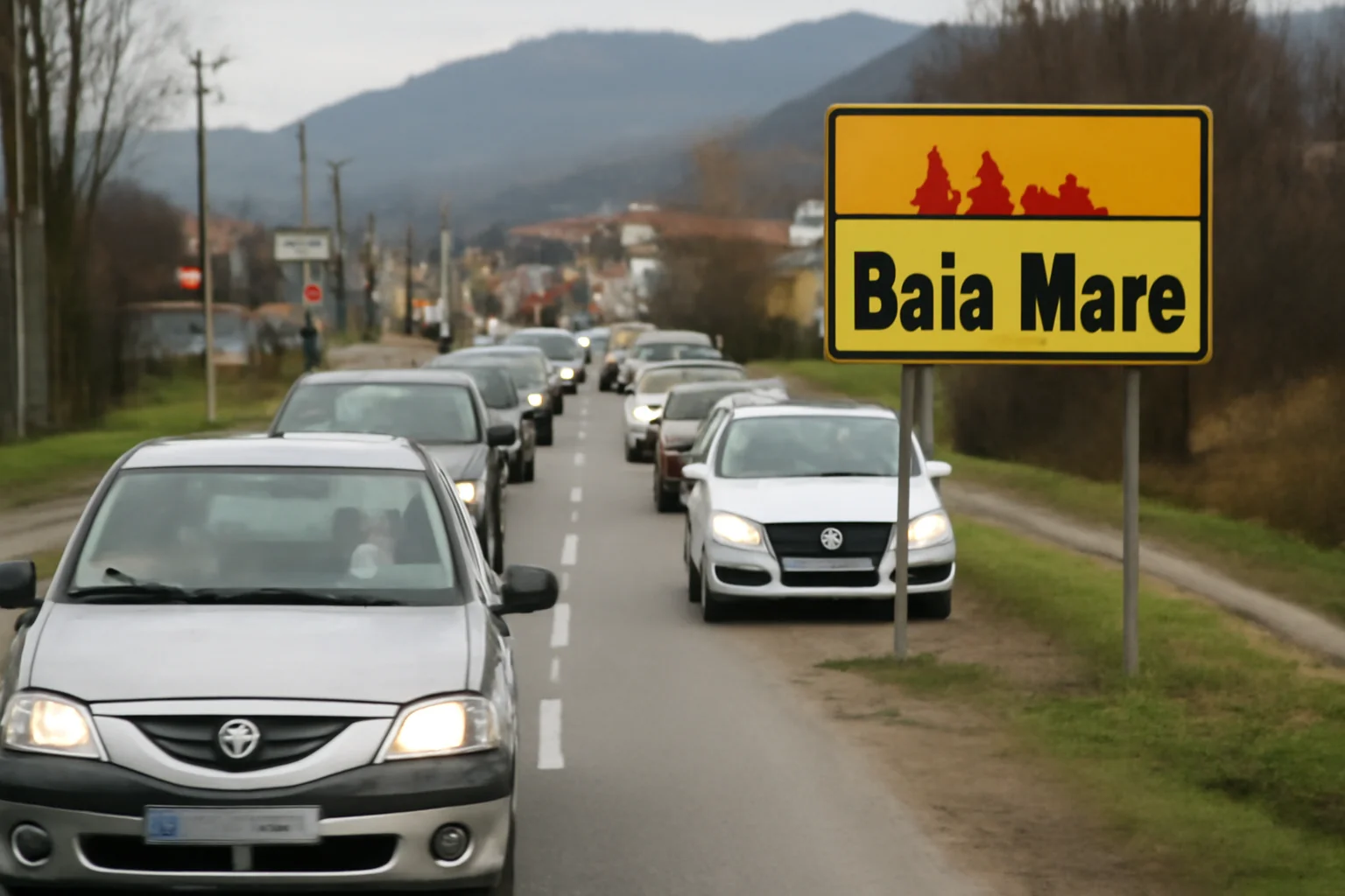 Trafic îngreunat pe DN1C la intrarea în Baia Mare în urma formării de coloane de mașini