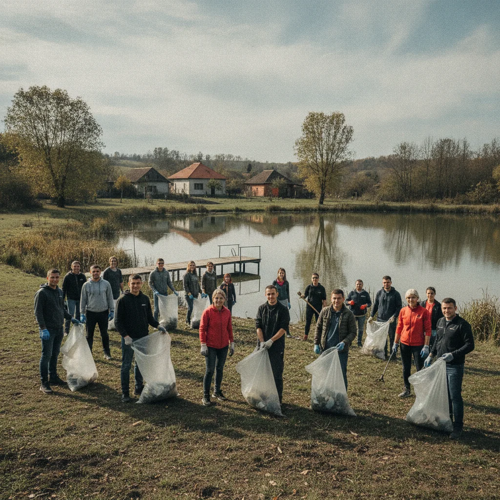 Voluntariat pentru curățarea Bălții Două Veverițe din Recea